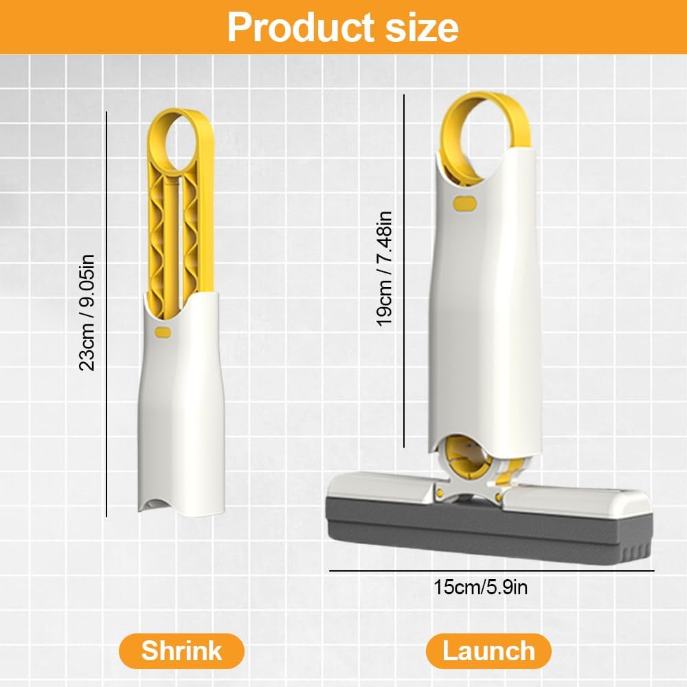 Portable Mini Self-Squeeze Cleaning Mop with Replaceable Sponge Head — Wet & Dry Handheld Mop for Desktop, Kitchen Counter, Bathroom, Glass & Tiles | One-Hand Wringing, No Wet Hands