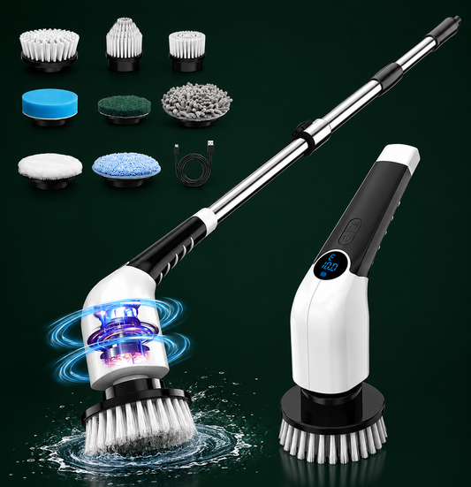 Electric Spin Scrubber with Adjustable Extension Handle