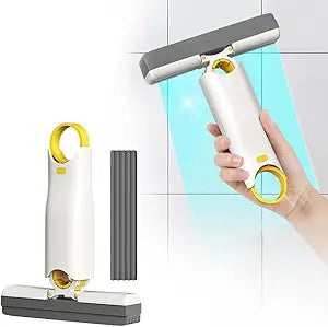 Portable Mini Self-Squeeze Cleaning Mop with Replaceable Sponge Head — Wet & Dry Handheld Mop for Desktop, Kitchen Counter, Bathroom, Glass & Tiles | One-Hand Wringing, No Wet Hands