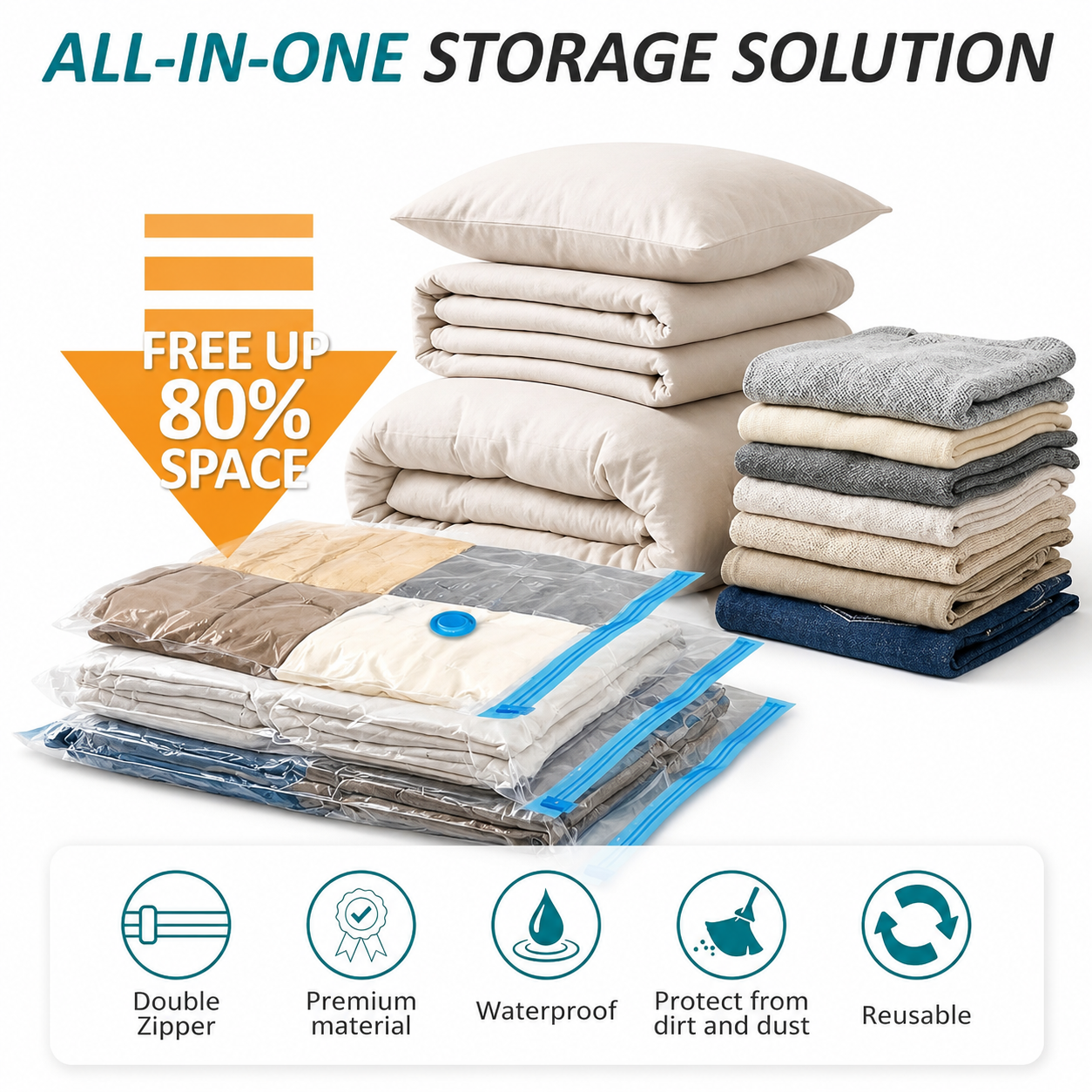 Vacuum Storage Bags – All-in-One Space Saver Set